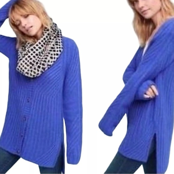 Moth by Anthropologie Oversized Purple/Blue Long Sleeve Cozy Cardigan SIZE XS - Picture 1 of 10